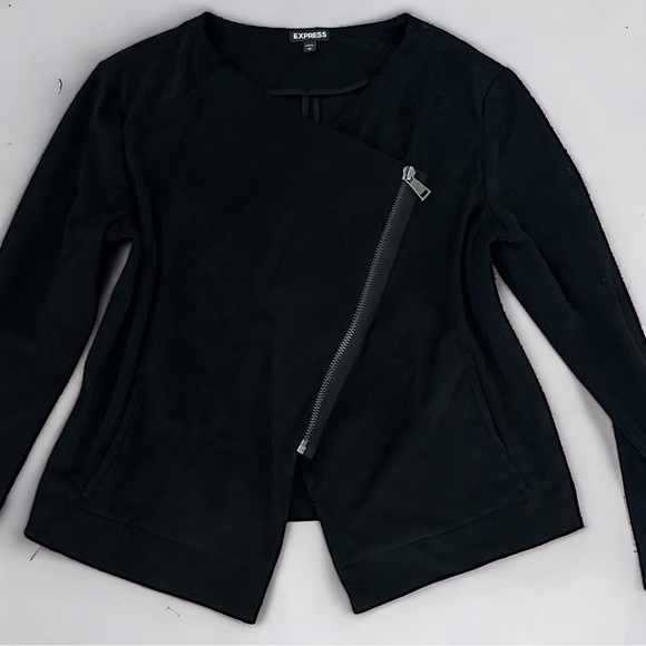Express Faux Suede Moto Motorcycle Zip Blazer Women’s size Large - Picture 11 of 11